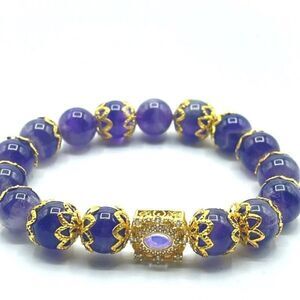 Amethyst beaded stretch bracelet ONE NEW crystal healing reiki meditation